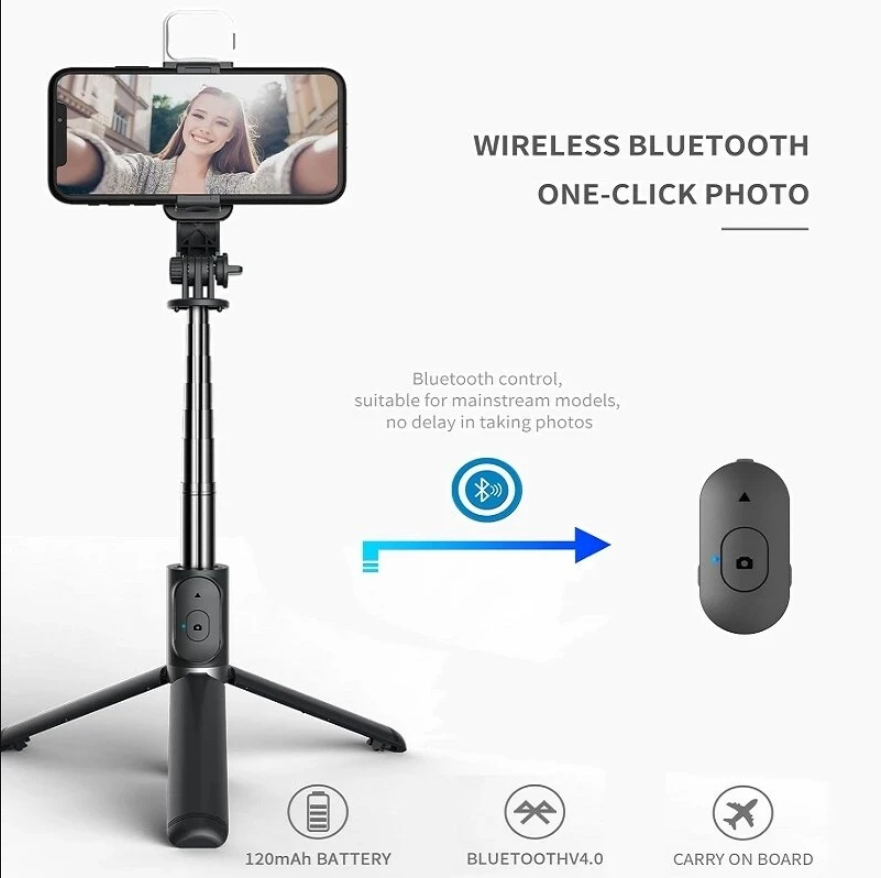 Photography Basics - Telefon Selfie Çubuğu Tripod Bluetooth Uzaktan